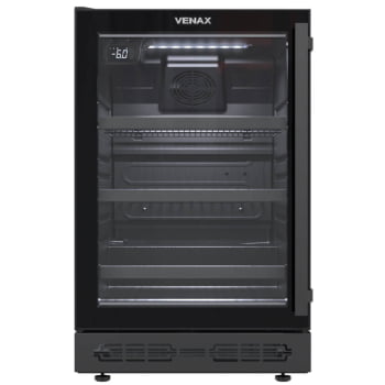 Cervejeira de Embutir Venax Top Light In 100L Preto Fosco Led Branco Porta Invertida de Vidro 220V