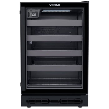 Adega de Embutir Venax Cave In 100L 24 Garrafas Preto Fosco Porta de Vidro Led Branco 220V 27717