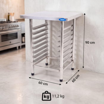 Mesa Com 8 Cantoneiras Imeca Em Aço Inox 430 60x60 cm Desmontada