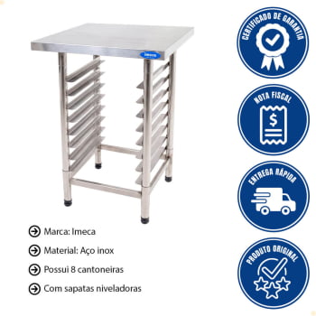 Mesa Com 8 Cantoneiras Imeca Em Aço Inox 430 60x60 cm Desmontada