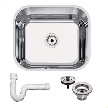 Cuba Tramontina Lavínia 40x34 cm Standard em Aço Inox Polido 40 BL com Válvula e Sifão 94081507 Cuba Tramontina Lavínia 40x34 cm Standard em Aço Inox Polido 40 BL com Válvula e Sifão 94081507
