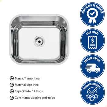 Cuba Tramontina Lavínia 40x34 cm Standard em Aço Inox Polido 40 BL com Válvula e Sifão 94081507