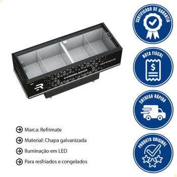 Ilha Expositora Refrimate Vanguard Top 2000 Com Iluminação LED 520 Litros EIVT2000 220V