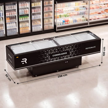 Ilha Espositora Refrimate Vanguard Top 3000 800 Litros Com Iluminação LED 800 Litros EIVT3000 220V
