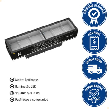 Ilha Espositora Refrimate Vanguard Top 3000 800 Litros Com Iluminação LED 800 Litros EIVT3000 220V