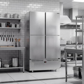 Mini Câmara Comercial Resfriados 4 Portas Refrimate Em Aço Inox 744 Litros 220V MC4P MCR