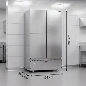Mini Câmara Comercial Resfriados 4 Portas Refrimate Em Aço Inox 744 Litros 220V MC4P MCR