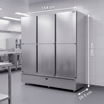 Mini Câmara Comercial Resfriados 6 Portas Refrimate Em Aço Inox 1152 Litros 220V MC6P MCR