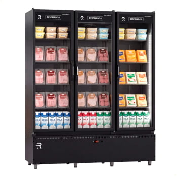 Auto Serviço 3 Portas Refrimate Para Frios e Laticínios Preto Com LED 220V ASVR3P Auto Serviço 3 Portas Refrimate Para Frios e Laticínios Preto Com LED 220V ASVR3P