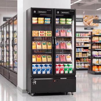Auto Serviço 2 Portas Refrimate Para Frios e Laticínios Preto Com LED 220V ASVR2P