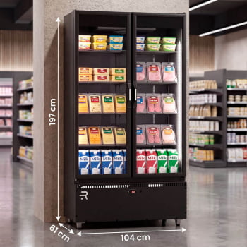 Auto Serviço 2 Portas Refrimate Para Frios e Laticínios Preto Com LED 220V ASVR2P