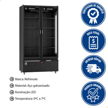 Auto Serviço 2 Portas Refrimate Para Frios e Laticínios Preto Com LED 220V ASVR2P
