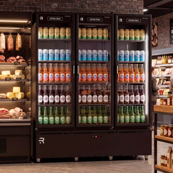 Auto Serviço 3 Portas Refrimate Vanguard Extra Frio Preto Com LED Carnes ou Bebidas 220V ASVEF3P