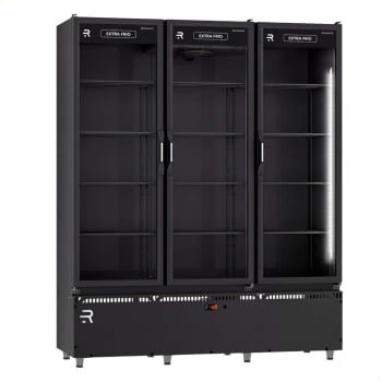 Auto Serviço 3 Portas Refrimate Vanguard Extra Frio Preto Com LED Carnes ou Bebidas 220V ASVEF3P