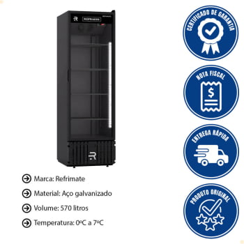 Visa Cooler Resfriados Refrimate 570 Litros 220V Porta de Vidro Com LED VCM570PV