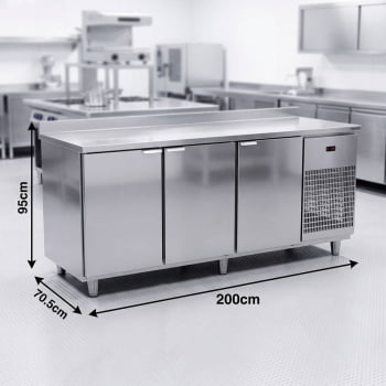 Balcão de Serviço Refrigerado Refrimate 200 cm 3 Portas Em Inox 220V BSR2000