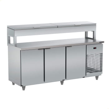 Balcão de Serviço Condimentador Refrigerado Refrimate 200 cm 3 Portas Em Inox 220V BSRC2000 Balcão de Serviço Condimentador Refrigerado Refrimate 200 cm 3 Portas Em Inox 220V BSRC2000