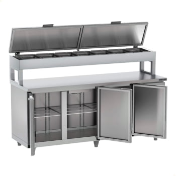 Balcão de Serviço Condimentador Refrigerado Refrimate 200 cm 3 Portas Em Inox 220V BSRC2000