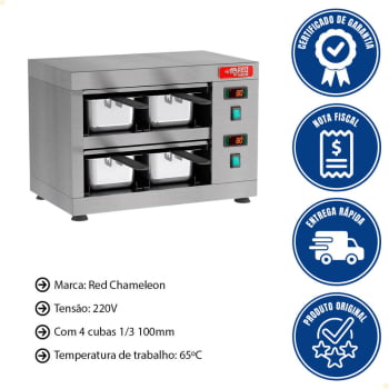 Conservador de Proteínas 4 Cubas Red Chameleon 220V Até 65°C COPROH4