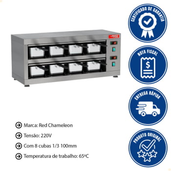 Conservador de Proteínas 8 Cubas Red Chameleon 220V Até 65°C COPROH8