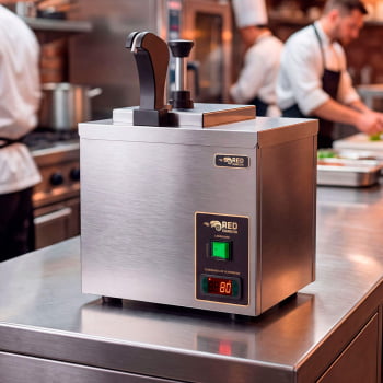 Dispenser de Molhos e Queijo Red Chameleon Em Inox 2,5 Litros 220V DISPQ
