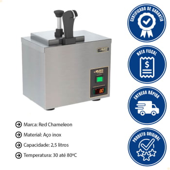 Dispenser de Molhos e Queijo Red Chameleon Em Inox 2,5 Litros 220V DISPQ