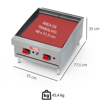 Chapa Char Broiler Red Chameleon 2 Queimadores A Gás GLP CHBR02 Com Chapa Bifeteira