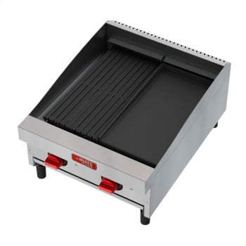 Chapa Char Broiler Red Chameleon 2 Queimadores A Gás GLP CHBR02 Com Chapa Bifeteira