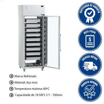 Pass Through Aquecido Em Inox Refrimate 18 Cubas PTA600 220V