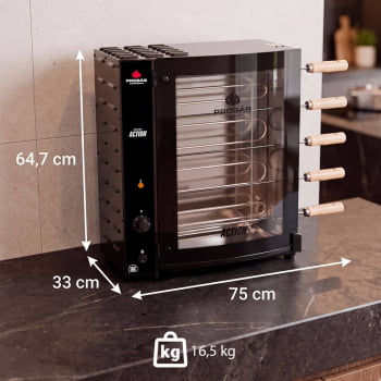 Forno Assador Rotativo Action Elétrico Progás PRAC-05E 5 Espetos 127V