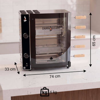 Forno Assador Rotativo Churrasqueadas Progás 5 Espetos PRAC-05I A Gás Bivolt