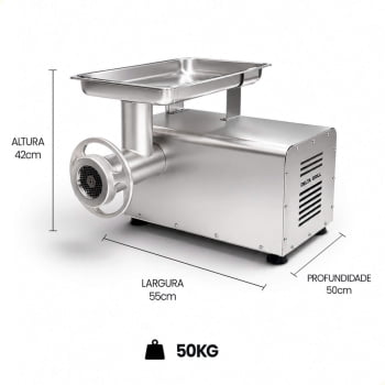 Moedor de Carne Elétrico Delta Grill Boca 22 Total Inox Bivolt 1,25 CV
