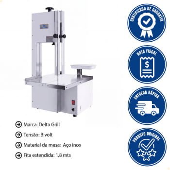Serra Fita Com Moedor Delta Grill 1,8 mts Semi Inox Bivolt