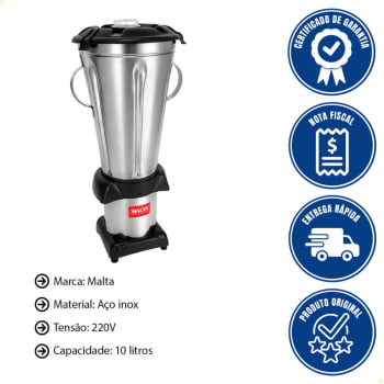 Liquidificador de Bixa Rotação Malta Em Aço Inox 10 Litros 220V Linha Leve