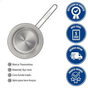 Frigideira Tramontina Allegra em Aço Inox com Fundo Triplo 20 cm 1,30 L 62666201