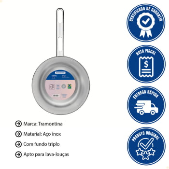 Frigideira Tramontina Allegra em Aço Inox com Fundo Triplo 24 cm 2,1 L 62666241