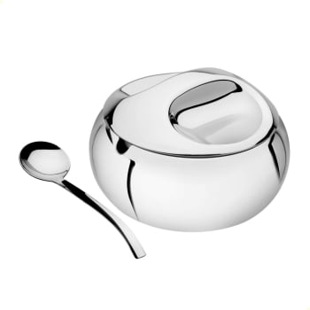 Açucareiro Tramontina em Aço Inox Alto Brilho 320ml com Colher e Tampa 64400500 Açucareiro Tramontina em Aço Inox Alto Brilho 320ml com Colher e Tampa 64400500