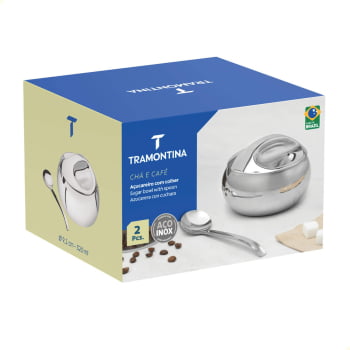 Açucareiro Tramontina em Aço Inox Alto Brilho 320ml com Colher e Tampa 64400500