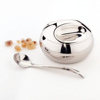 Açucareiro Tramontina em Aço Inox Alto Brilho 320ml com Colher e Tampa 64400500