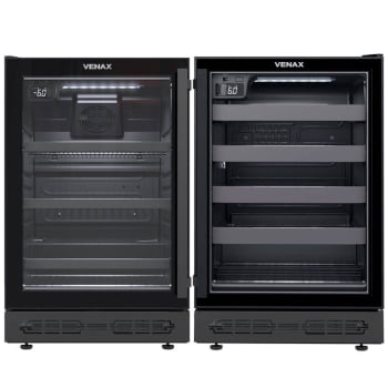 Conjunto Venax Cervejeira E Adega de Embutir Top Light In 100 L Preto Fosco Porta Invertida 127V Conjunto Venax Cervejeira E Adega de Embutir Top Light In 100 L Preto Fosco Porta Invertida 127V