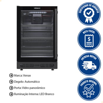 Conjunto Venax Cervejeira E Adega de Embutir Top Light In 100 L Preto Fosco Porta Invertida 127V