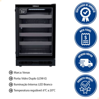 Conjunto Venax Cervejeira E Adega de Embutir Top Light In 100 L Preto Fosco Porta Invertida 127V