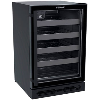 Conjunto Venax Cervejeira E Adega de Embutir Top Light In 100 L Preto Fosco Porta Invertida 127V