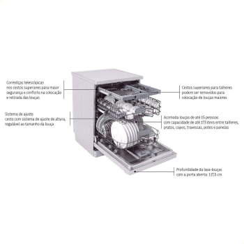Lava-Louças Tramontina Inox 15 Serviços S15X 60 com 8 Programas e 6 Funções 220 V 94895220