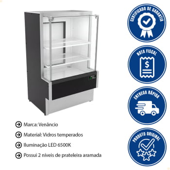 Balcão Vitrine Seca Venâncio Eco-Lite Standard 242L Vidro Temperado Inox 220V VBVEC7