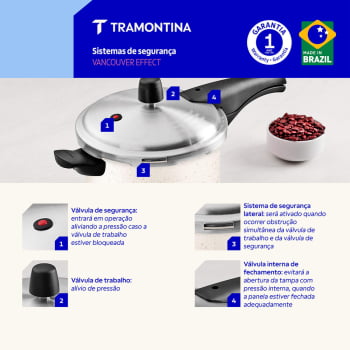 Panela de Pressão Tramontina Vancouver Alumínio Revestimento Antiaderente Starflon Max Bege 4,5L