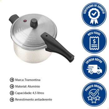 Panela de Pressão Tramontina Vancouver Alumínio Revestimento Antiaderente Starflon Max Bege 4,5L