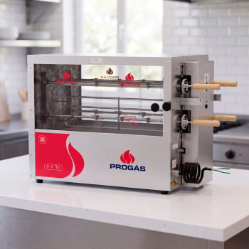 Forno Assador Rotativo Progás Elétrico Em Aço Inox PR-6040 DUO E 220V