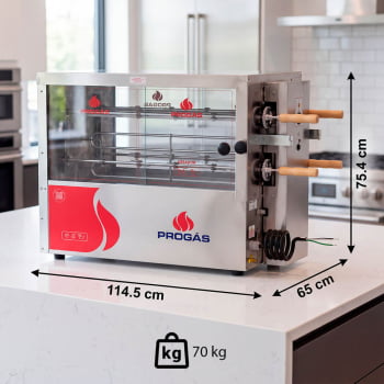 Forno Assador Rotativo Progás Elétrico Em Aço Inox PR-6040 DUO E 220V