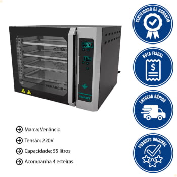 Forno Industrial Elétrico Venâncio Convector Smart Pro Aço Inox 4 Esteiras FCSP4E 220V 25637